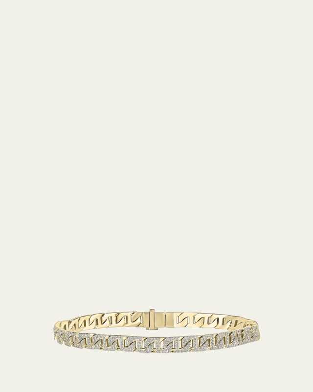 14K Yellow Gold Flawless Mykonos Bracelet with Diamond Pave, 7"L
